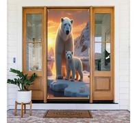 Decorazioni per porte - Simpatico orso bianco stampa n. 268 striscioni per porta autunno inverno per davanti, copertura per cartelli primaverili ed estivi, sfondo da appendere per esterni e interni