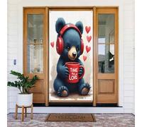 Decorazioni per porte - Simpatico Orso Cobalto Stampa No.48 Striscione per porta autunno inverno per davanti, Primavera Estate Segnale Copertura Banner Appeso Sfondo per esterni Interni Eve