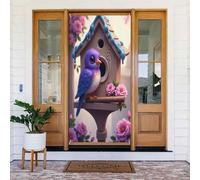 Decorazioni per porte - Simpatico uccello viola stampa n. 312 banner per porta autunno inverno per davanti, copertura per cartelli primaverili ed estivi da appendere per esterni e interni, decorazione