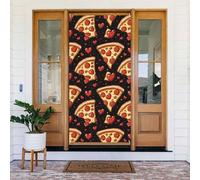 Decorazioni per porte - Stampa a forma di cuore con pizza e scritta "Love" per autunno e inverno, striscioni per porte anteriori, per primavera ed estate, sfondo da appendere per esterni e interni