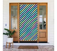 Decorazioni per porte - Stampa a strisce diagonali al neon Una striscione per porta primaverile estate per davanti, autunno inverno, cartello da appendere per esterni e interni, decorazione da parete