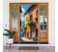 Decorazioni per porte - Stampa architettonica luminosa n. 53 striscioni per porte autunnali e invernali, per la primavera e l'estate, sfondo da appendere per esterni e interni, decorazione da parete