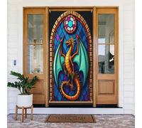 Decorazioni per porte - Stampa astratta dragone n. 629 Striscione per porta primaverile estate per davanti, cartello autunnale invernale, sfondo da appendere per esterni e interni, decorazione da