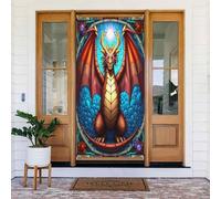 Decorazioni per porte - Stampa astratta dragone n. 630 Striscione per porta primaverile estate per davanti, cartello autunnale invernale, sfondo da appendere per esterni e interni, decorazione da