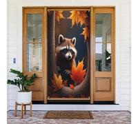 Decorazioni per porte - Stampa autunno procione acero n. 55 banner per porta autunno inverno per davanti, copertura per cartello primaverile estivo da appendere sfondo per esterni interni ed esterni