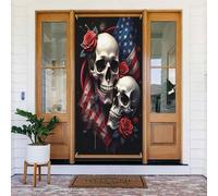 Decorazioni per porte - Stampa bandiera teschio rosa n. 299 banner per porta autunno inverno per davanti, copertura per cartello primaverile estivo da appendere sfondo per esterni e interni