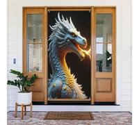 Decorazioni per porte - Stampa bianca con dragone fresco n. 309 per autunno e inverno, striscione per porta, per primavera, estate, sfondo da appendere per esterni, interni, decorazione da parete, 1,8