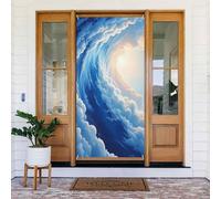 Decorazioni per porte - Stampa bianca nuvola brillante n. 16 banner per porta autunno inverno per davanti, copertura per cartelli primaverili ed estivi da appendere per esterni e interni, decorazione