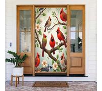 Decorazioni per porte - Stampa botanica classica con uccello cardinale n. 59 striscioni per porta primaverile estate per davanti, autunno inverno, cartello da appendere per esterni e interni ed
