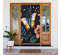 Decorazioni per porte - Stampa botanica colorata con farfalla n. 369 striscioni per porta primaverile estate per davanti, autunno inverno, cartello da appendere per esterni e interni, decorazione da