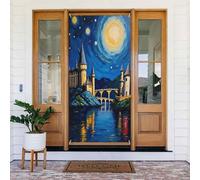 Decorazioni per porte - Stampa castello dei cartoni animati n. 96 striscioni per porte autunnali e invernali, per la primavera, l'estate, da appendere, per esterni e interni, decorazione da parete