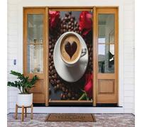 Decorazioni per porte - Stampa classica caffè amore n. 28 banner per porta autunno inverno per davanti, copertura per cartello primaverile estivo da appendere sfondo per esterni e interni decorazione