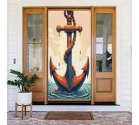 Decorazioni per porte - Stampa classica con ancora cacao n. 4 striscioni per porte primaverili ed estive per davanti, per autunno e inverno, sfondo da appendere per esterni e interni, decorazione da