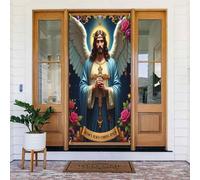 Decorazioni per porte - Stampa classica con angelo n. 12 striscioni per porte autunnali e invernali, per la primavera e l'estate, sfondo da appendere per esterni e interni, decorazione da parete, 1,8