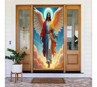 Decorazioni per porte - Stampa classica con angelo n. 217 striscioni per porte autunnali e invernali, per la primavera e l'estate, sfondo da appendere per esterni e interni, decorazione da parete, 1,8