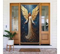 Decorazioni per porte - Stampa classica con angelo n. 65 striscioni per porte autunnali e invernali, per la primavera e l'estate, sfondo da appendere per esterni e interni, decorazione da parete, 1,8