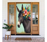 Decorazioni per porte - Stampa classica con asino in stile cartone animato n. 43 striscioni per porte autunnali e invernali, per la primavera e l'estate, sfondo da appendere per esterni, interni