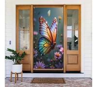 Decorazioni per porte - Stampa classica con bouquet di farfalle n. 382 striscioni per porte primaverili ed estive per davanti, per autunno inverno, cartello da appendere per esterni e interni