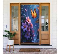 Decorazioni per porte - Stampa classica con bouquet di farfalle n. 437 striscioni per porte autunnali e invernali, per la primavera e l'estate, da appendere, per esterni e interni, decorazione da