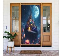 Decorazioni per porte - Stampa classica con castello e bouquet n. 9 striscioni per porte autunnali invernali per davanti, copertura per cartelli primaverili ed estivi, sfondo da appendere per esterni