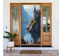 Decorazioni per porte - Stampa classica con castello n. 10 striscioni per porte primaverili ed estive, per la parte anteriore, per autunno e inverno, sfondo da appendere per esterni e interni