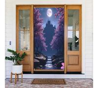 Decorazioni per porte - Stampa classica con castello n. 117 striscioni per porte autunnali e invernali, per la primavera e l'estate, sfondo da appendere per esterni e interni, decorazione da parete