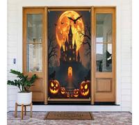 Decorazioni per porte - Stampa classica con castello n. 94 striscioni per porte autunnali e invernali, per la primavera e l'estate, sfondo da appendere per esterni e interni, decorazione da parete