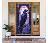 Decorazioni per porte - Stampa classica con corvo in stile cartone animato n. 46 striscioni per porte autunnali e invernali, per la primavera e l'estate, sfondo da appendere per esterni, interni