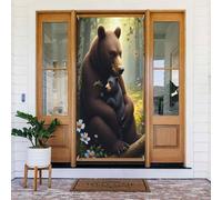 Decorazioni per porte - Stampa classica con orso grigio talpa n. 189 striscioni per porte autunnali e invernali, per la primavera e l'estate, sfondo da appendere per esterni e interni, decorazione da
