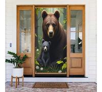 Decorazioni per porte - Stampa classica con orso grigio talpa n. 193 striscioni per porte autunnali e invernali, per la primavera e l'estate, sfondo da appendere per esterni e interni, decorazione da
