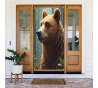 Decorazioni per porte - Stampa classica con orso moka n. 203 striscioni per porte autunnali e invernali, per la primavera e l'estate, sfondo da appendere per esterni, interni, decorazione da parete