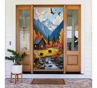 Decorazioni per porte - Stampa classica con orso n. 297 striscioni per porte autunnali e invernali, per la primavera e l'estate, sfondo da appendere per esterni e interni, decorazione da parete, 1,8 x