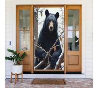 Decorazioni per porte - Stampa classica con orso nero n. 156 striscioni per porte autunnali e invernali, per la primavera e l'estate, sfondo da appendere per esterni e interni, decorazione da parete