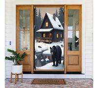 Decorazioni per porte - Stampa classica con orso nero n. 331 striscione per porta primaverile estate per davanti, cartello autunnale invernale, sfondo da appendere per esterni e interni, decorazione