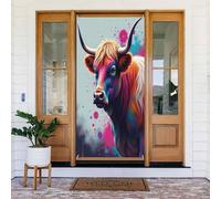 Decorazioni per porte - Stampa classica con toro n. 10 striscioni per porte autunnali e invernali, per la primavera e l'estate, sfondo da appendere per esterni e interni, decorazione da parete, 1,8 x