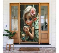 Decorazioni per porte - Stampa classica di classe con caffè n. 53 striscioni per porta primaverile estate per davanti, cartello autunnale invernale da appendere per esterni e interni, decorazione da