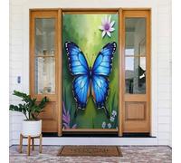 Decorazioni per porte - Stampa classica farfalla azzurra n. 913 banner per porta autunno inverno per davanti, copertura per cartelli primaverili ed estivi da appendere per esterni e interni