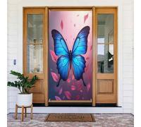 Decorazioni per porte - Stampa classica farfalla azzurra n. 928 striscioni per porta primaverile estate per davanti, autunno inverno, cartello da appendere per esterni e interni, decorazione da parete