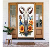 Decorazioni per porte - Stampa classica farfalla capra n. 533 banner per porta autunno inverno per davanti, copertura per cartello primaverile estivo da appendere sfondo per esterni interni ed esterni