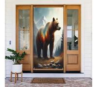 Decorazioni per porte - Stampa classica in noce con orso n. 291 striscioni per porte autunnali e invernali, per la primavera e l'estate, sfondo da appendere per esterni, interni, decorazione da parete