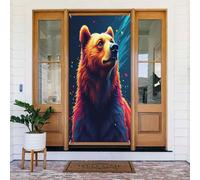 Decorazioni per porte - Stampa classica in noce con orso n. 302 striscioni per porte autunnali e invernali, per la primavera e l'estate, sfondo da appendere per esterni, interni, decorazione da parete
