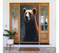 Decorazioni per porte - Stampa classica in noce con orso n. 87 striscioni per porte autunnali e invernali, per la primavera e l'estate, sfondo da appendere per esterni, interni, decorazione da parete