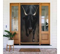 Decorazioni per porte - Stampa classica nera con toro n. 14 striscioni per porte autunnali e invernali, per la primavera e l'estate, sfondo da appendere per esterni, interni, decorazione da parete