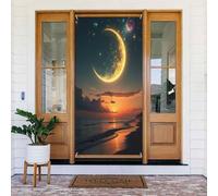 Decorazioni per porte - Stampa classica notte spiaggia n. 84 banner per porta autunno inverno per davanti, copertura per cartello primaverile estivo da appendere sfondo per esterni e interni