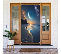 Decorazioni per porte - Stampa classica notte spiaggia n. 85 banner per porta autunno inverno per davanti, copertura per cartello primaverile estivo da appendere sfondo per esterni e interni