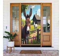 Decorazioni per porte - Stampa classica realistica con asino n. 6 striscioni per porte autunnali e invernali, per la primavera e l'estate, sfondo da appendere per esterni e interni, decorazione da