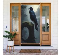 Decorazioni per porte - Stampa classica realistica con corvo n. 62 striscioni per porte autunnali e invernali, per la primavera e l'estate, sfondo da appendere per esterni, interni, decorazione da
