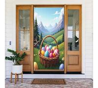 Decorazioni per porte - Stampa colorata a forma di uovo in stile cartone animato n. 3 striscioni per porte autunnali e invernali, per la primavera, l'estate, da appendere, per esterni e interni