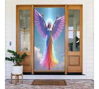 Decorazioni per porte - Stampa colorata con angelo n. 104 striscioni per porte anteriori autunnali e invernali, per primavera ed estate, sfondo da appendere per esterni e interni, decorazione da