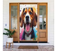Decorazioni per porte - Stampa colorata con beagle n. 16 striscioni per porte autunnali e invernali, per la primavera e l'estate, sfondo da appendere per esterni e interni, decorazione da parete, 1,8